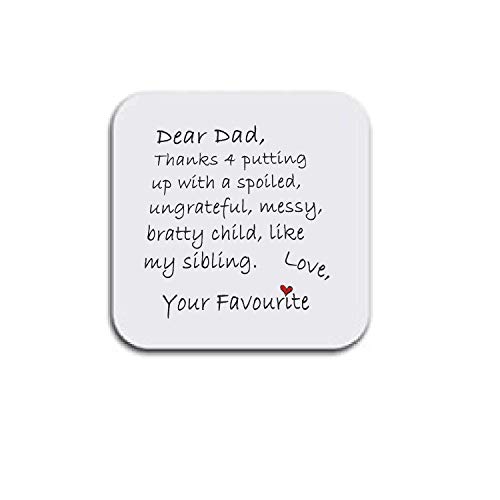 Untersetzer mit Aufschrift Dear Dad Favourite Child, Muttertags-/Weihnachts-/Vatertags-Untersetzer von LBS4ALL