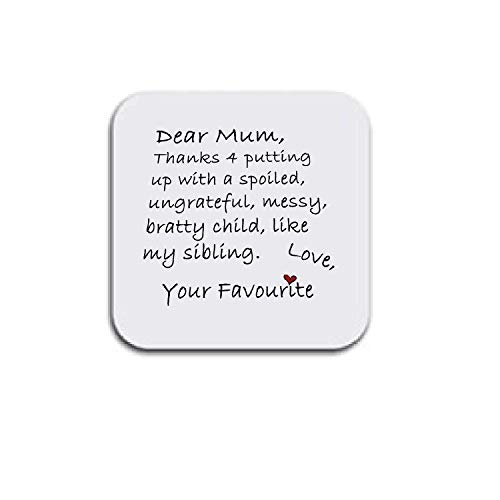 Untersetzer mit Aufschrift Dear Mum Favourite Child, Muttertags-/Weihnachts-/Vatertags-Untersetzer von LBS4ALL