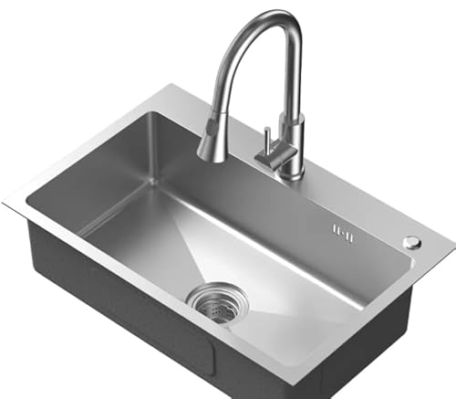 LBTBDBN Kleine Küchenspüle, 38,1 x 38,1 cm, für Wohnmobil, Nassbar und kompakte Räume, gebürsteter Edelstahl, 18 Gauge, Topmount Einzelbecken, Allzweckspüle LBTBDBN Kleine Küchenspüle, 38,1 x 38,1 cm, für Wohnmobil, Nassbar und kompakte Räume, gebürsteter Edelstahl, 18 Gauge, Topmount Einzelbecken, Allzweckspüle von LBTBDBN