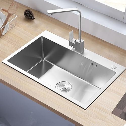 LBTBDBN Unterbauspüle mit Glasbrause und Sapeli-Schneidebrett, 18 Gauge, Edelstahl-Arbeitsplatzspüle für Küche, Wohnmobil, Nassbar (58,4 x 43,2 x 22,9 cm) von LBTBDBN