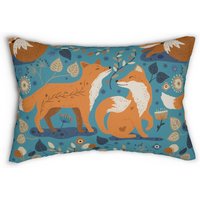 Herbst Dekoratives Lumbales Dekokissen - Terrakotta/Gebrannte Orange Teal Süßer Fuchs Wohnzimmer Dekor Akzent, 14x20 von LBVHomeDesigns