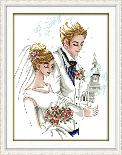 Kreuzstich FüR Erwachsene AnfäNger Kit, Hochzeit, Stickvorlagen Stickbilder Vorgedruckt Kreuzstich Stickpackung Zum Sticken Starter Set Geschenkdekoration 40 * 50cm von LBWYYJILFIIXPNF