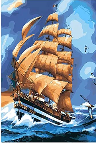 Kreuzstich FüR Erwachsene AnfäNger Kit, Schiff, Stickvorlagen Stickbilder Vorgedruckt Kreuzstich Stickpackung Zum Sticken Starter Set Geschenkdekoration 40 * 50cm von LBWYYJILFIIXPNF