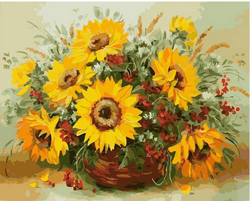 Kreuzstich FüR Erwachsene AnfäNger Kit, Sonnenblume, Stickvorlagen Stickbilder Vorgedruckt Kreuzstich Stickpackung Zum Sticken Starter Set Geschenkdekoration 40 * 50cm von LBWYYJILFIIXPNF