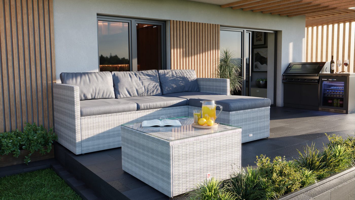 LC Garden Gartenlounge-Set Loungino Balkonmöbel für 3-4 Personen Lounge, (3-tlg) von LC Garden