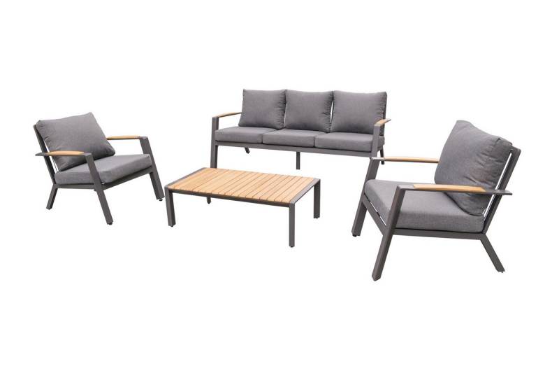 LC Garden Gartenlounge-Set »Lyona« Gartenlounge Set 4tlg. Aluminium Rope Teakholz Lounge Set von LC Garden