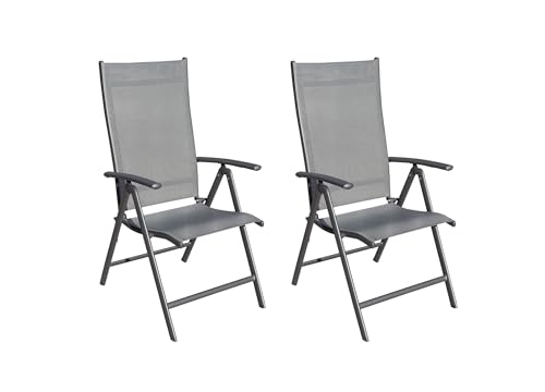 LC Garden »Garvio« 2er Set Gartenstuhl klappbar Aluminiumgestell anthrazit Textilen 7-Fach verstellbar von LC Garden