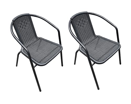 LC Garden »Garvista« 2er Stuhl Set Bistrostuhl Stapelstuhl in schwarz, Terassenstuhl, stapelbarer Gartenstuhl mit Stahlgestell, Pulverbeschichtet von LC Garden