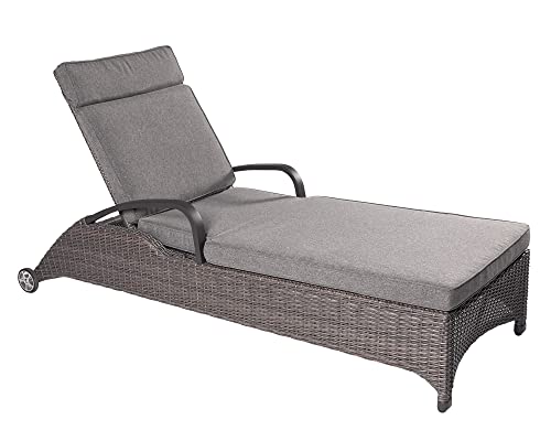 LC Garden »Komido« Liege Omega braun 203x68x50cm Gartenliege verstellbar aus handgeflochtenem Polyrattan inkl. Sitzkissen von LC Garden