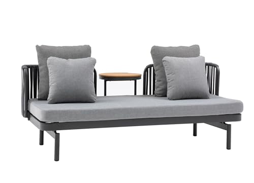 LC Garden »Loungano« Lounge Sofa Rope Multifunktionssofa inkl. Tisch verstellbar Polstergarnitur (Anthrazit) von LC Garden