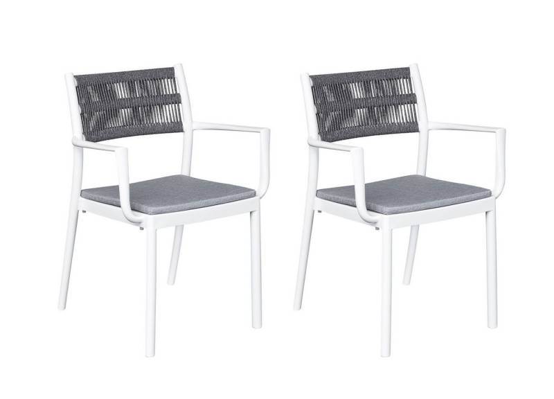 LC Garden Stapelstuhl Vona 2er Set Stapelstuhl 52,5x60x80cm weiß/anthrazit Gartenstuhl von LC Garden