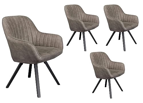 LC Home 4er Set Esszimmerstühle Drehstuhl »Trevina« Braun Samt Polsterstuhl Microfaser Esszimmerstuhl (4er Set, Brown) von LC Home