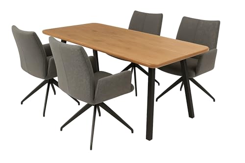 LC Home Drehstuhl Esszimmerstuhl Monti Webstoff anthrazit Polsterstuhl mit Armlehnen und Autoreturn (Anthrazit, 175x90cm 4-Fuß) von LC Home