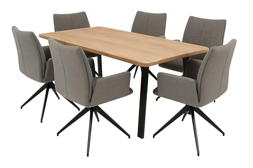 LC Home Drehstuhl Esszimmerstuhl Monti Webstoff anthrazit Polsterstuhl mit Armlehnen und Autoreturn (Anthrazit, 215x100cm 4-Fuß) von LC Home