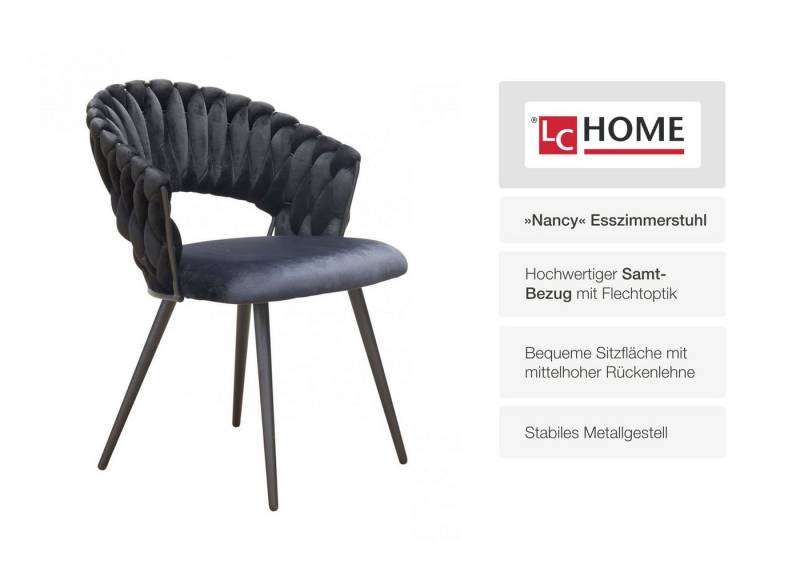 LC Home Essgruppe LC Home Essgruppe 5tlg. Esstisch + 4x Esszimmerstühle Samt Flechtoptik, (5-tlg) von LC Home