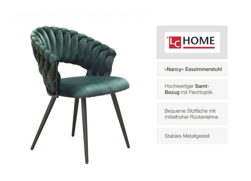 LC Home Essgruppe LC Home Essgruppe 5tlg. Esstisch + 4x Esszimmerstühle Samt Flechtoptik, (5-tlg) von LC Home