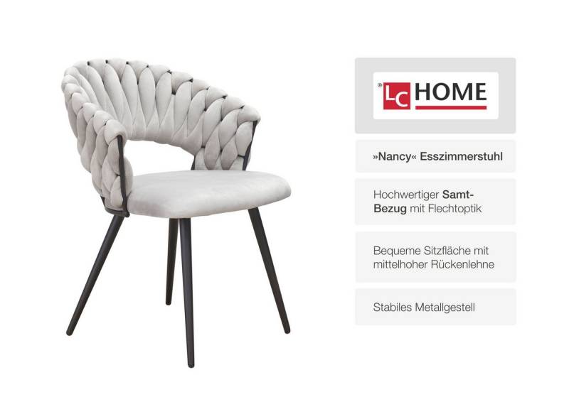 LC Home Essgruppe LC Home Essgruppe 5tlg. Esstisch + 4x Esszimmerstühle Samt Flechtoptik, (Set, 5-tlg., 1x Esstisch 175x90cm 4-Fuß, 4 Esstühle) von LC Home