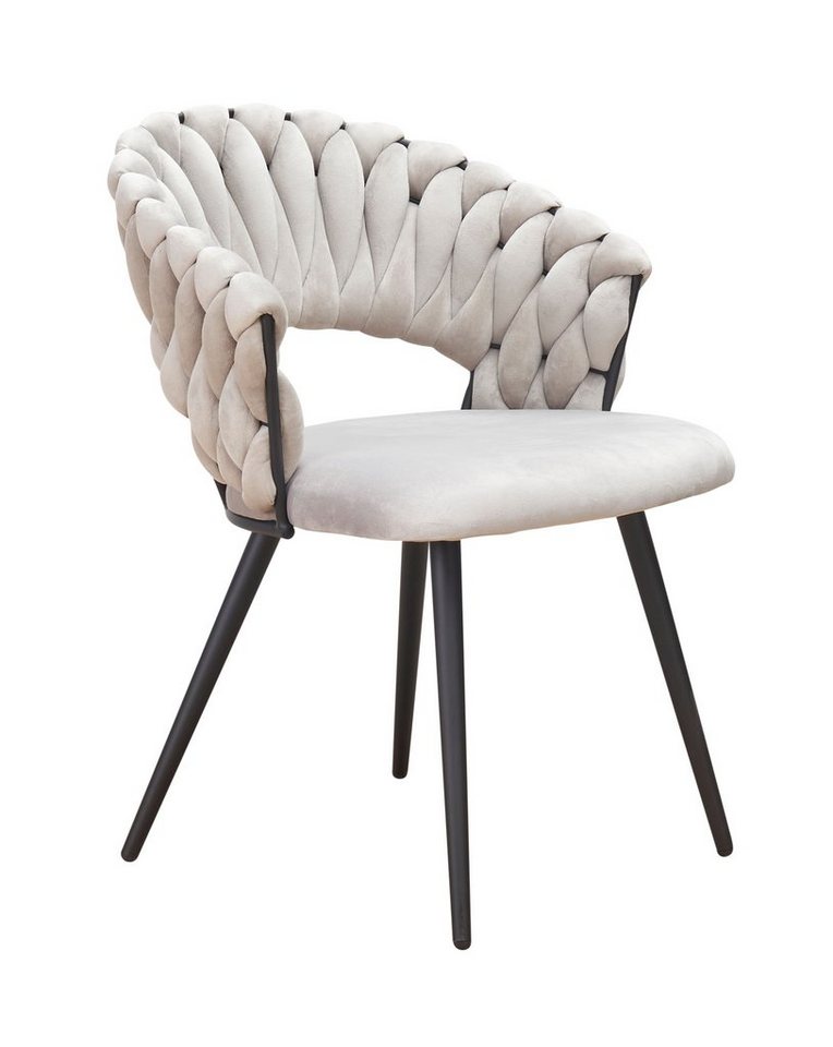 LC Home Essgruppe LC Home Essgruppe 5tlg. Esstisch + 4x Esszimmerstühle Samt Flechtoptik, (Spar-Set, 5-tlg., 1 Tisch 4 Stühle), bestehend aus 4 Stühlen und 1 Tisch von LC Home