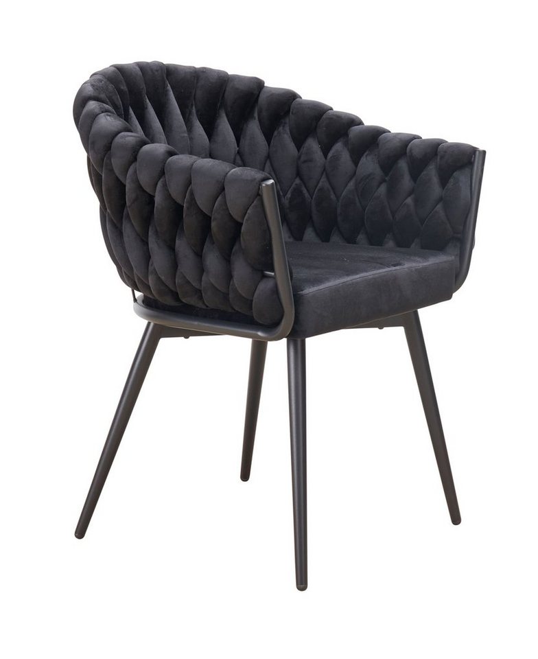 LC Home Essgruppe LC Home Essgruppe 5tlg. Esstisch + 4x Esszimmerstühle Samt Flechtoptik, (Spar-Set, 7-tlg., 1 Tisch 4 Stühle), bestehend aus 4 Stühlen und 1 Tisch von LC Home