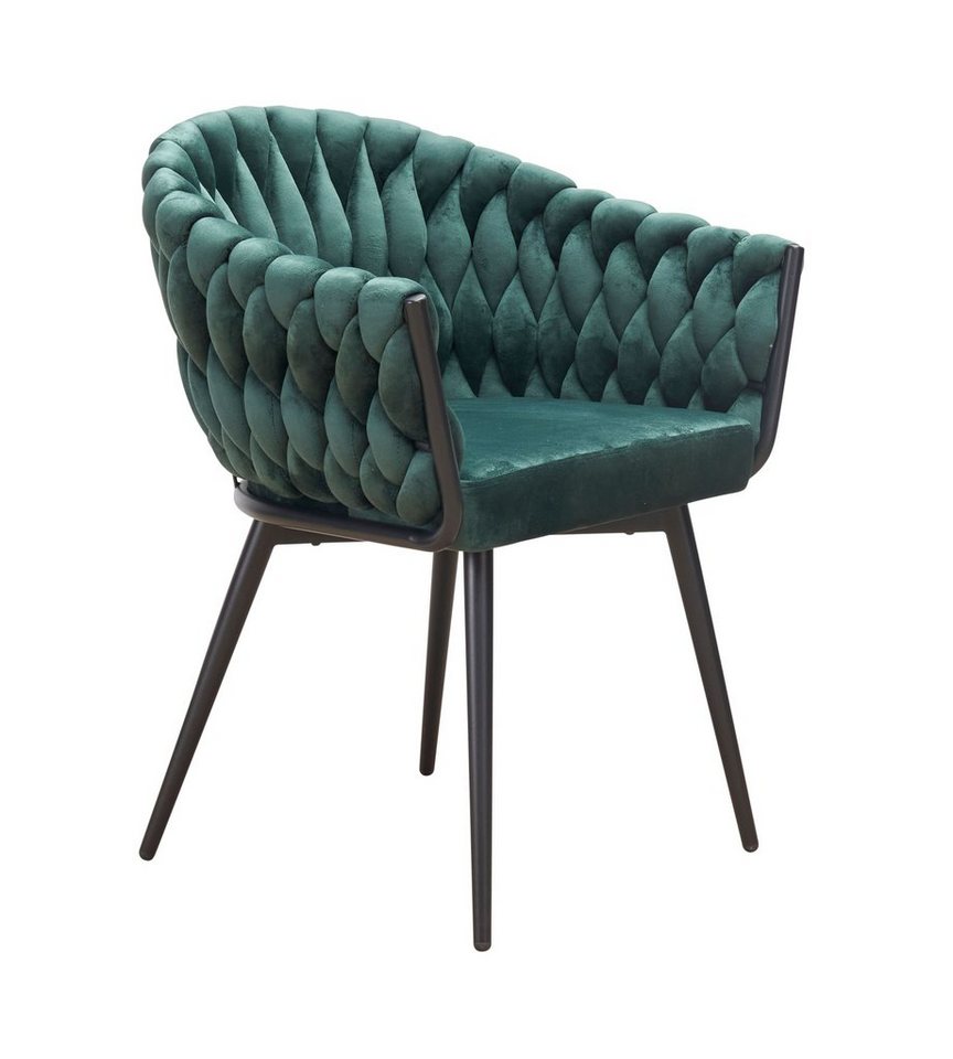 LC Home Essgruppe LC Home Essgruppe 5tlg. Esstisch + 4x Esszimmerstühle Samt Flechtoptik, (Spar-Set, 7-tlg., 1 Tisch 4 Stühle), bestehend aus 4 Stühlen und 1 Tisch von LC Home