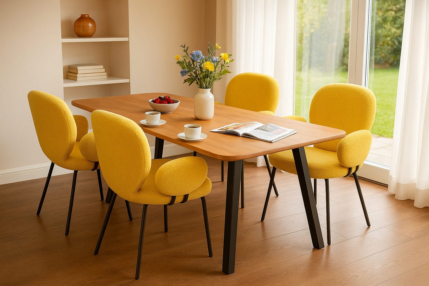 LC Home Essgruppe LC Home Essgruppe Lille Esstisch Wildeiche Esszimmerstühle Teddystoff LC Home Essgruppe LC Home Essgruppe Lille Esstisch Wildeiche Esszimmerstühle Teddystoff von LC Home