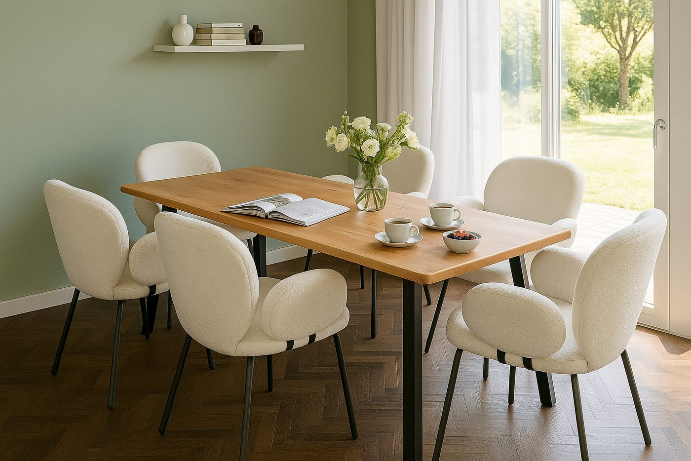LC Home Essgruppe LC Home Essgruppe Lille Esstisch Wildeiche Esszimmerstühle Teddystoff LC Home Essgruppe LC Home Essgruppe Lille Esstisch Wildeiche Esszimmerstühle Teddystoff von LC Home