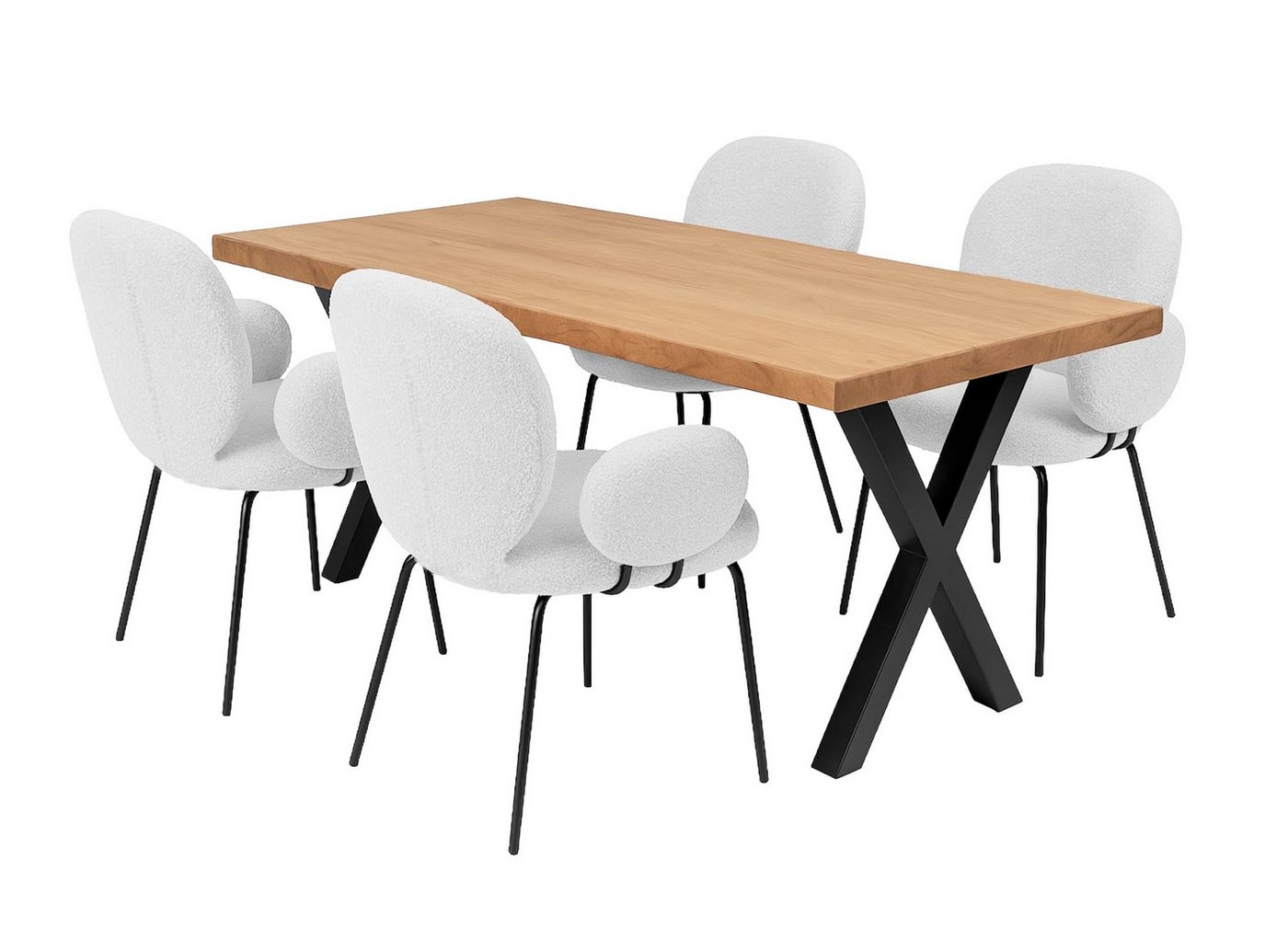 LC Home Essgruppe LC Home Essgruppe Lille Esstisch Wildeiche Esszimmerstühle Teddystoff LC Home Essgruppe LC Home Essgruppe Lille Esstisch Wildeiche Esszimmerstühle Teddystoff von LC Home