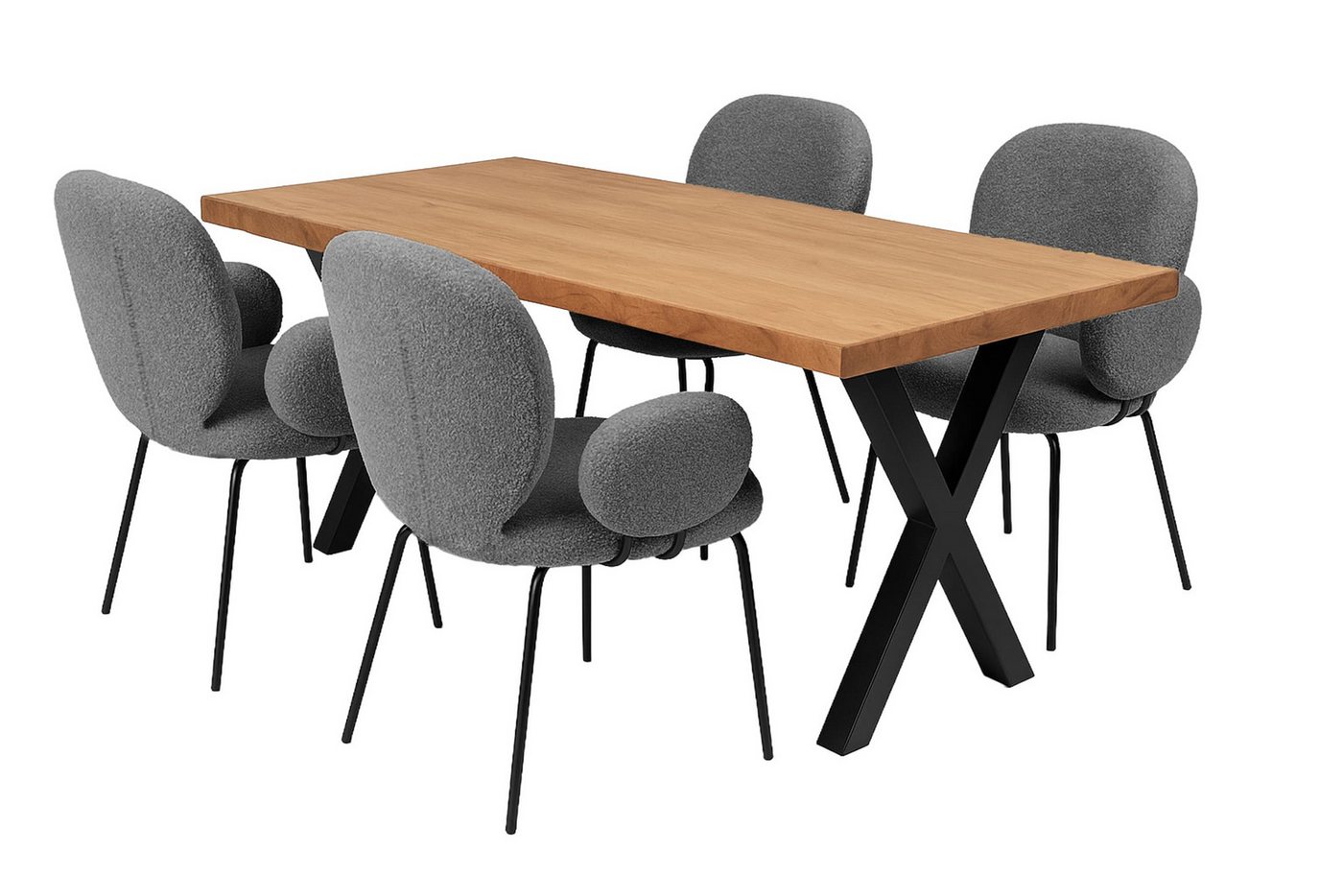 LC Home Essgruppe LC Home Lille Anthrazit 5tlg Esstisch 220x100 Stern-Fuß LC Home Essgruppe LC Home Lille Anthrazit 5tlg Esstisch 220x100 Stern-Fuß von LC Home