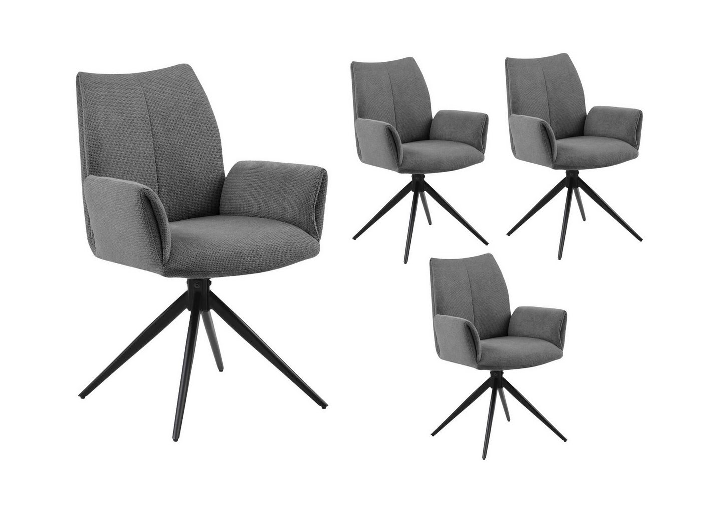 LC Home Esszimmerstuhl LC Home Drehstuhl Esszimmerstuhl Monti Webstoff anthrazit Polsterstuhl (4er Set) von LC Home