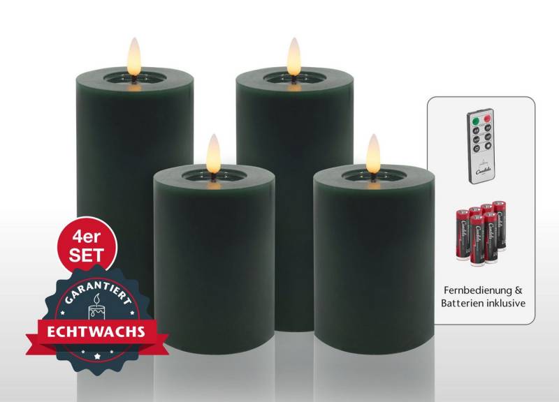 LC Home LED-Kerze Candela Lights LED Kerzen Set Echtwachs inkl Batterien & Fernbedienung (Spar-Set, 4-tlg., verschiedene Größen), Echtwachs, Dimmbar, Timer Funktion von LC Home