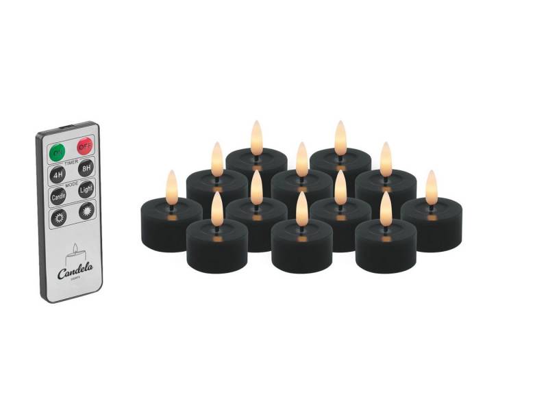 LC Home LED-Kerze LED Kerzen Set Winter Echtwachs Timerfunktion Fernbedienung dimmbar (Set, 12-tlg., LED Kerzen Winter, Teelicht und Stumpenkerze mit Reflexionsspiegel), LED Kerzen mit Timerfunktion Fernbedienung Dimmbar von LC Home