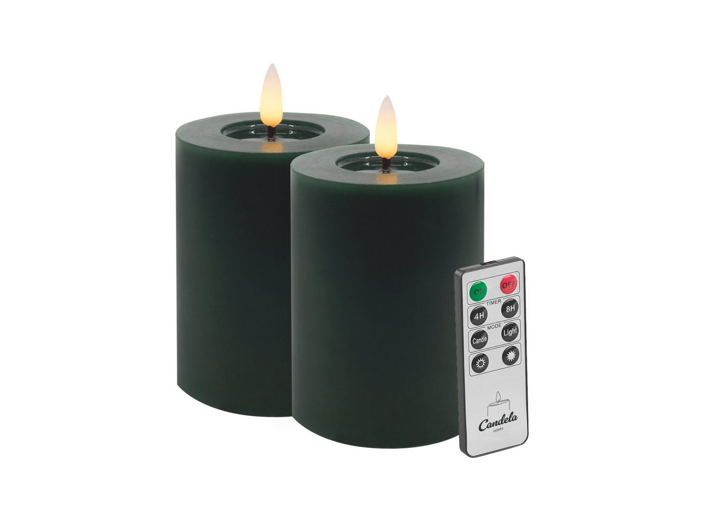 LC Home LED-Kerze LED Kerzen Set Winter Echtwachs Timerfunktion Fernbedienung dimmbar (Set, 2-tlg., LED Kerzen Winter, Teelicht und Stumpenkerze mit Reflexionsspiegel), LED Kerzen mit Timerfunktion Fernbedienung Dimmbar von LC Home