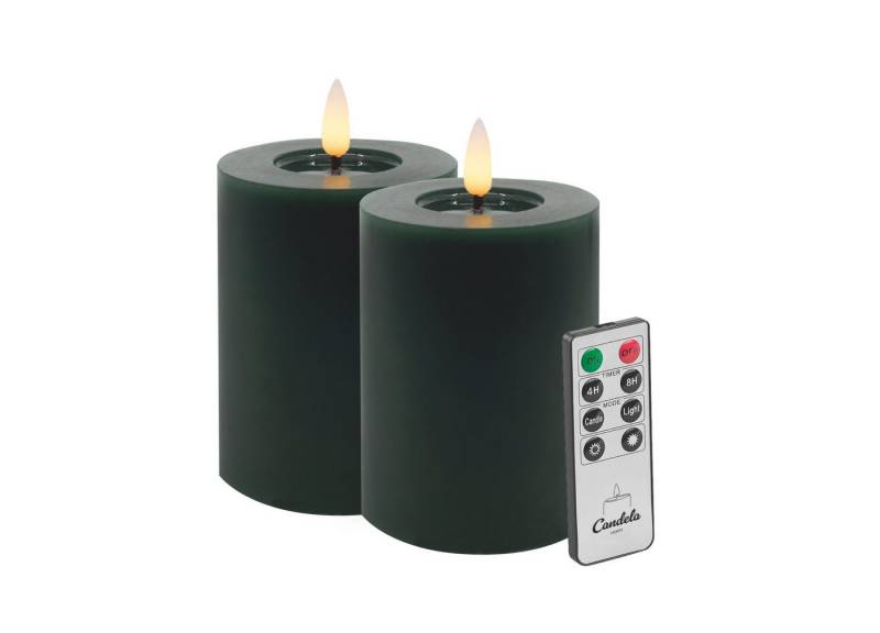 LC Home LED-Kerze LED Kerzen Set Winter Echtwachs Timerfunktion Fernbedienung dimmbar (Set, 2-tlg., LED Kerzen Winter, Teelicht und Stumpenkerze mit Reflexionsspiegel), LED Kerzen mit Timerfunktion Fernbedienung Dimmbar von LC Home