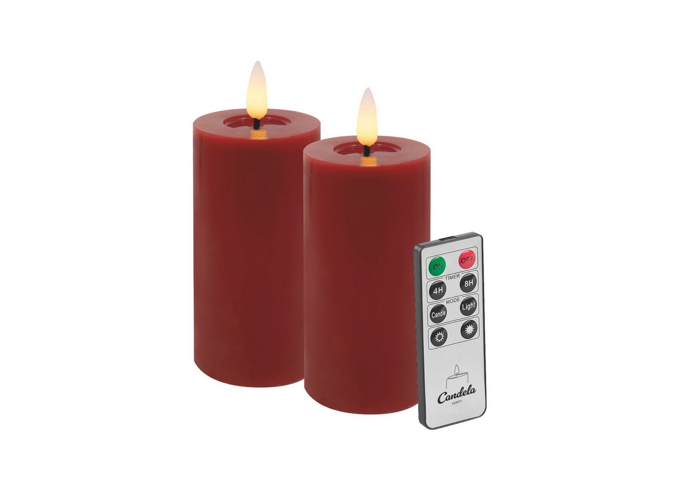 LC Home LED-Kerze LED Kerzen Set Winter Echtwachs Timerfunktion Fernbedienung dimmbar (Set, 2-tlg., LED Kerzen Winter, Teelicht und Stumpenkerze mit Reflexionsspiegel), LED Kerzen mit Timerfunktion Fernbedienung Dimmbar von LC Home