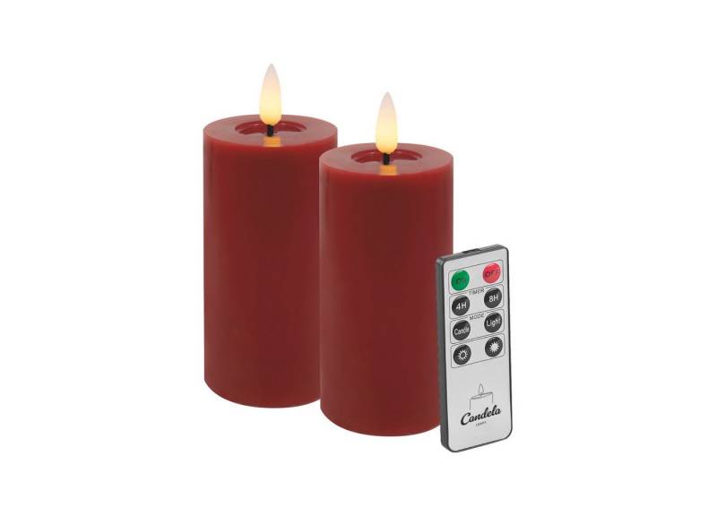 LC Home LED-Kerze LED Kerzen Set Winter Echtwachs Timerfunktion Fernbedienung dimmbar (Set, 2-tlg., LED Kerzen Winter, Teelicht und Stumpenkerze mit Reflexionsspiegel), LED Kerzen mit Timerfunktion Fernbedienung Dimmbar von LC Home
