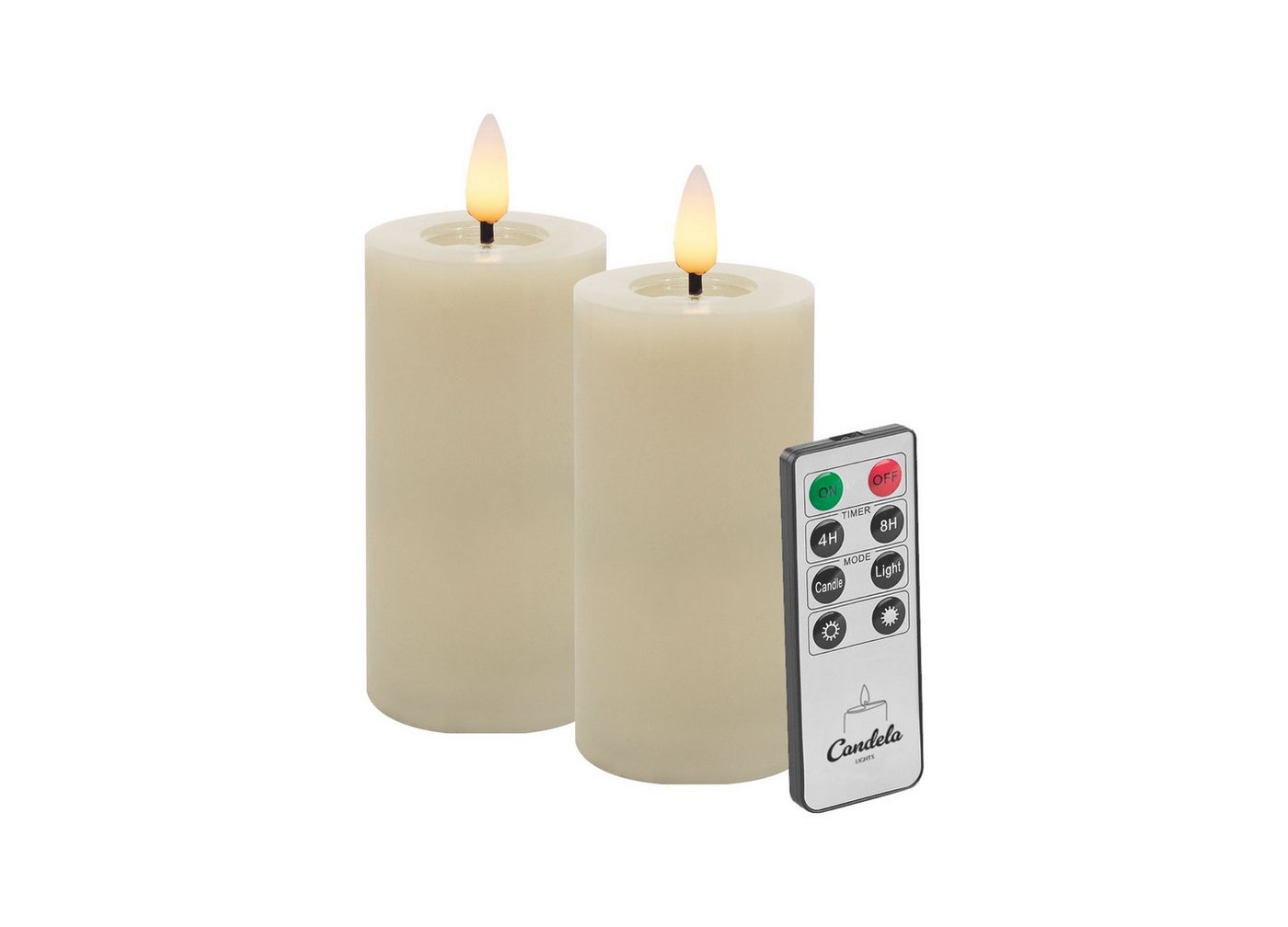 LC Home LED-Kerze LED Kerzen Set Winter Echtwachs Timerfunktion Fernbedienung dimmbar (Set, 2-tlg., LED Kerzen Winter, Teelicht und Stumpenkerze mit Reflexionsspiegel), LED Kerzen mit Timerfunktion Fernbedienung Dimmbar von LC Home