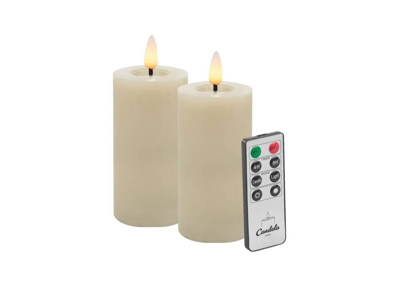 LC Home LED-Kerze LED Kerzen Set Winter Echtwachs Timerfunktion Fernbedienung dimmbar (Set, 2-tlg., LED Kerzen Winter, Teelicht und Stumpenkerze mit Reflexionsspiegel), LED Kerzen mit Timerfunktion Fernbedienung Dimmbar von LC Home