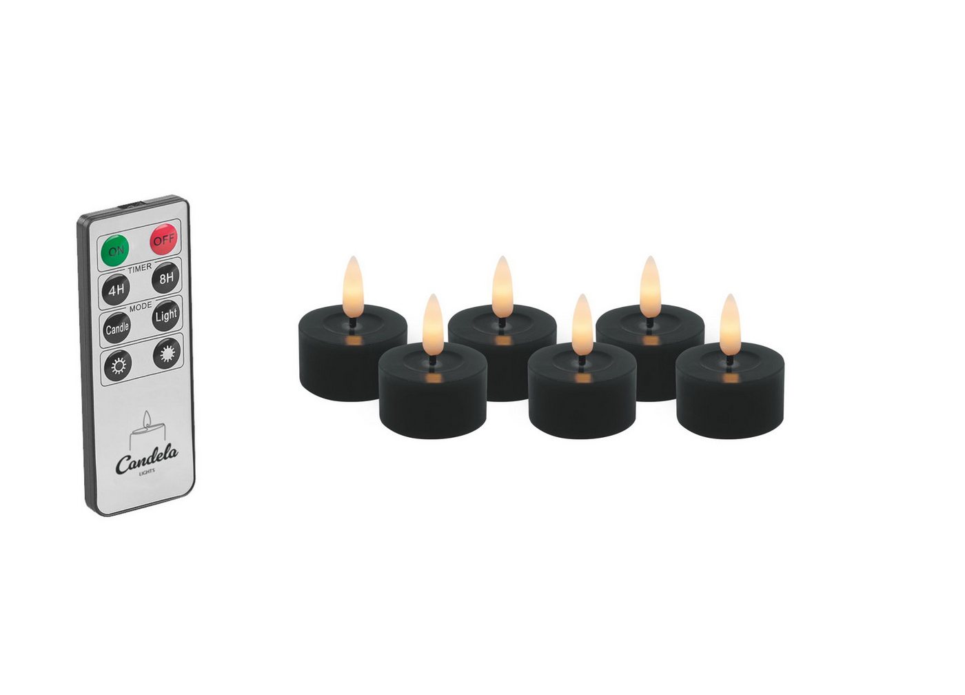 LC Home LED-Kerze LED Kerzen Set Winter Echtwachs Timerfunktion Fernbedienung dimmbar (Set, 6-tlg., LED Kerzen Winter, Teelicht und Stumpenkerze mit Reflexionsspiegel), LED Kerzen mit Timerfunktion Fernbedienung Dimmbar von LC Home