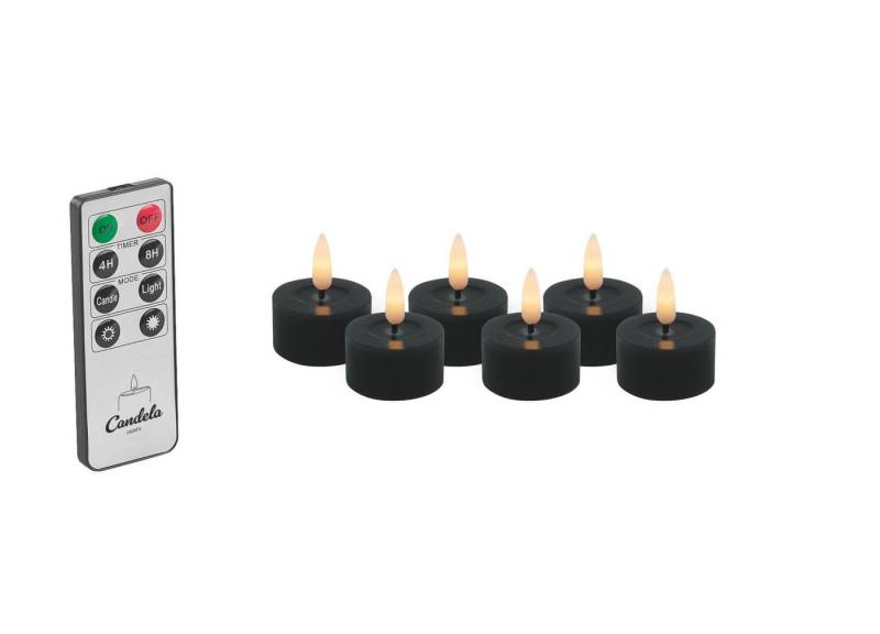 LC Home LED-Kerze LED Kerzen Set Winter Echtwachs Timerfunktion Fernbedienung dimmbar (Set, 6-tlg., LED Kerzen Winter, Teelicht und Stumpenkerze mit Reflexionsspiegel), LED Kerzen mit Timerfunktion Fernbedienung Dimmbar von LC Home