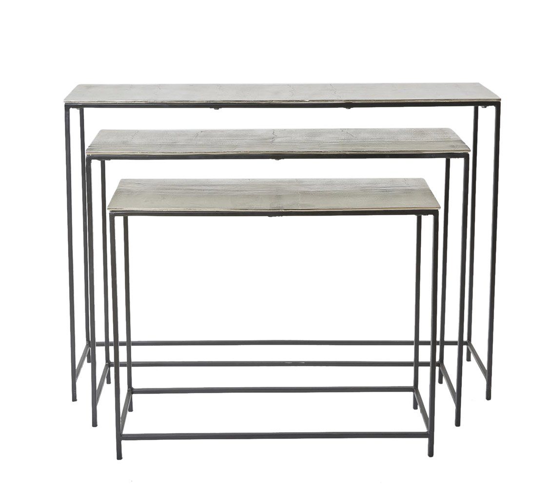 LC Home Sideboard LC Home Konsolentisch 3er Set Sideboard silber 25x118x85cm LC Home Sideboard LC Home Konsolentisch 3er Set Sideboard silber 25x118x85cm von LC Home