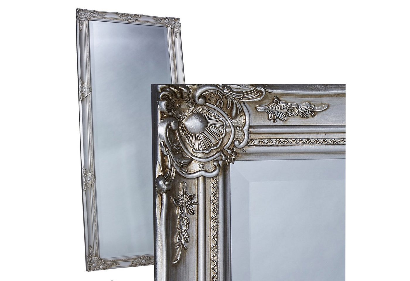 Wandspiegel LC Home Wandspiegel »Barock« silber ca. 180 x 80 cm m. Facettenschliff Antik- Stil, vormontierte Aufhängung von LC Home