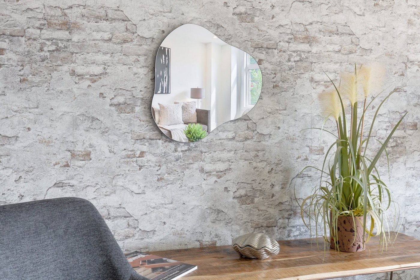 LC Home Wandspiegel asymmetrischer Wandspiegel 50x80cm und 50x50 cm (Wandspiegel, Badezimmerspiegel, Flur), rahmenlos, Design Spiegel in organisch länglicher Form von LC Home