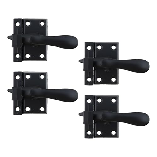LC LICTOP Fensterflügelschloss und Halter, Zinklegierung, Druckguss, Flügelfensterschloss, Ersatz für Schiebetür und doppelt aufgehängte Fenster, 4 x 3 cm, 4 Sets, mattschwarz LC LICTOP Fensterflügelschloss und Halter, Zinklegierung, Druckguss, Flügelfensterschloss, Ersatz für Schiebetür und doppelt aufgehängte Fenster, 4 x 3 cm, 4 Sets, mattschwarz von LC LICTOP