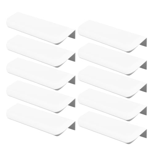 LC LICTOP Griffe mit gebogenen Kanten, 11,9 cm Rand, Fingerlasche für Caibnets, Schubladen, Schrank, Tür, Kleiderschrank, 9,5 cm Lochabstand, 10 Stück weiße Kantengriffe von LC LICTOP