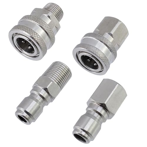 LC LICTOP Hochdruckreiniger-Drehadapter, 3/8 NPT auf 3/8 Zoll Schnellanschluss, Edelstahl-Schlauchverschraubung, 4500 PSI Schnelltrennkupplung für Hochdruckreiniger, 4 Stück von LC LICTOP