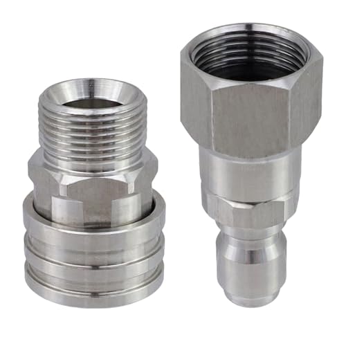 LC LICTOP Hochdruckreiniger-Schnellanschluss, M22 14 mm auf 3/8 Zoll Drehadapter, Edelstahl-Schlauchverschraubung, 5000 PSI Schnelltrennkupplung für Hochdruckreiniger, 2 Stück von LC LICTOP