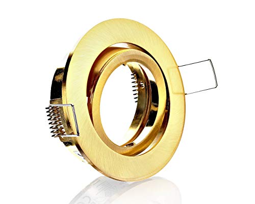 E4437-3 Druckguss Einbaustrahler Messing/Gold mit Schnellspannkopf ideal für LED von LC-Light