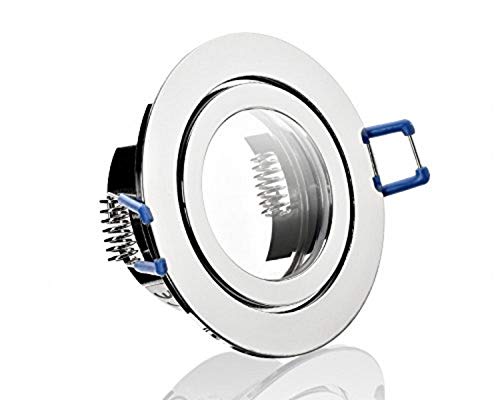 IP44 Alu- Feuchtraum Badezimmer Einbaustrahler Einbaufassung Terrassenüberdachung Beleuchtung Klickverschluß Spritzwassergeschützt geeignet für MR16/GU10 LED/Halogen 12V/230V Inkl. MR16 Fassung von LC-Light