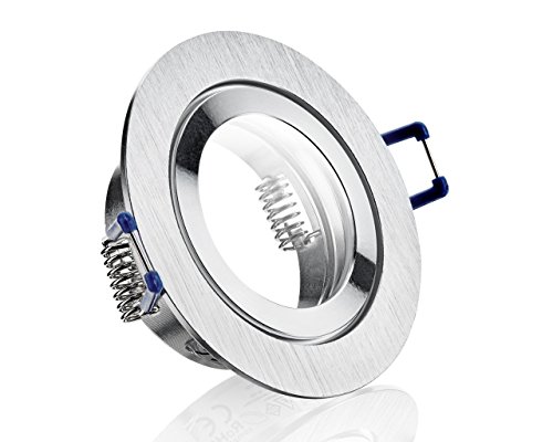 IP44 Aluminuim-Einbaustrahler - Alu-gebürstet Bicolor - rund - Badezimmer / Feuchtraum geeignet - nicht schwenkbar - Deckenstrahler - Deckenlampe - Einbaulampe - für LED GU10 und LED MR16 /GU5.3 von LC-Light