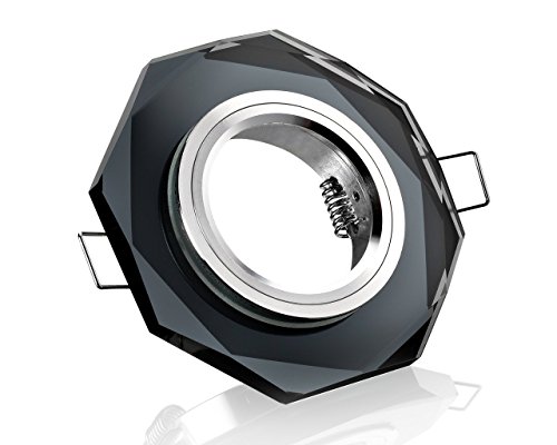 LC-Light Einbaustrahler schwarz Kristallglas 8-eckig Schnellspannkopf von LC-Light